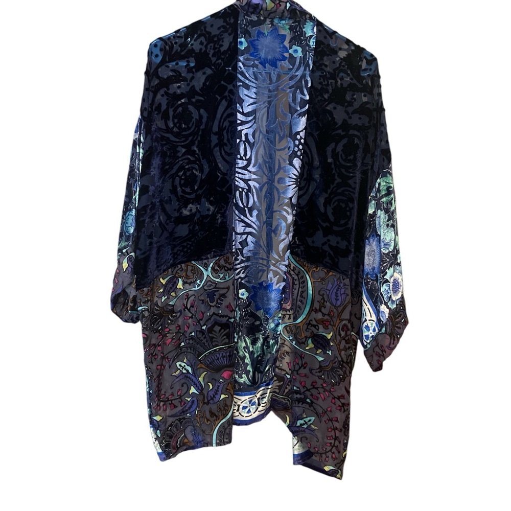 Soft Surroundings Purple and Black Velvet Kimono - Picture 2 of 8